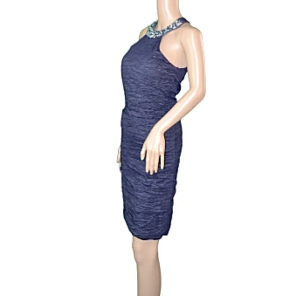 NWOT Jackie Jon Blue Rhinestone Bodycon Dress 10 - Picture 3 of 5